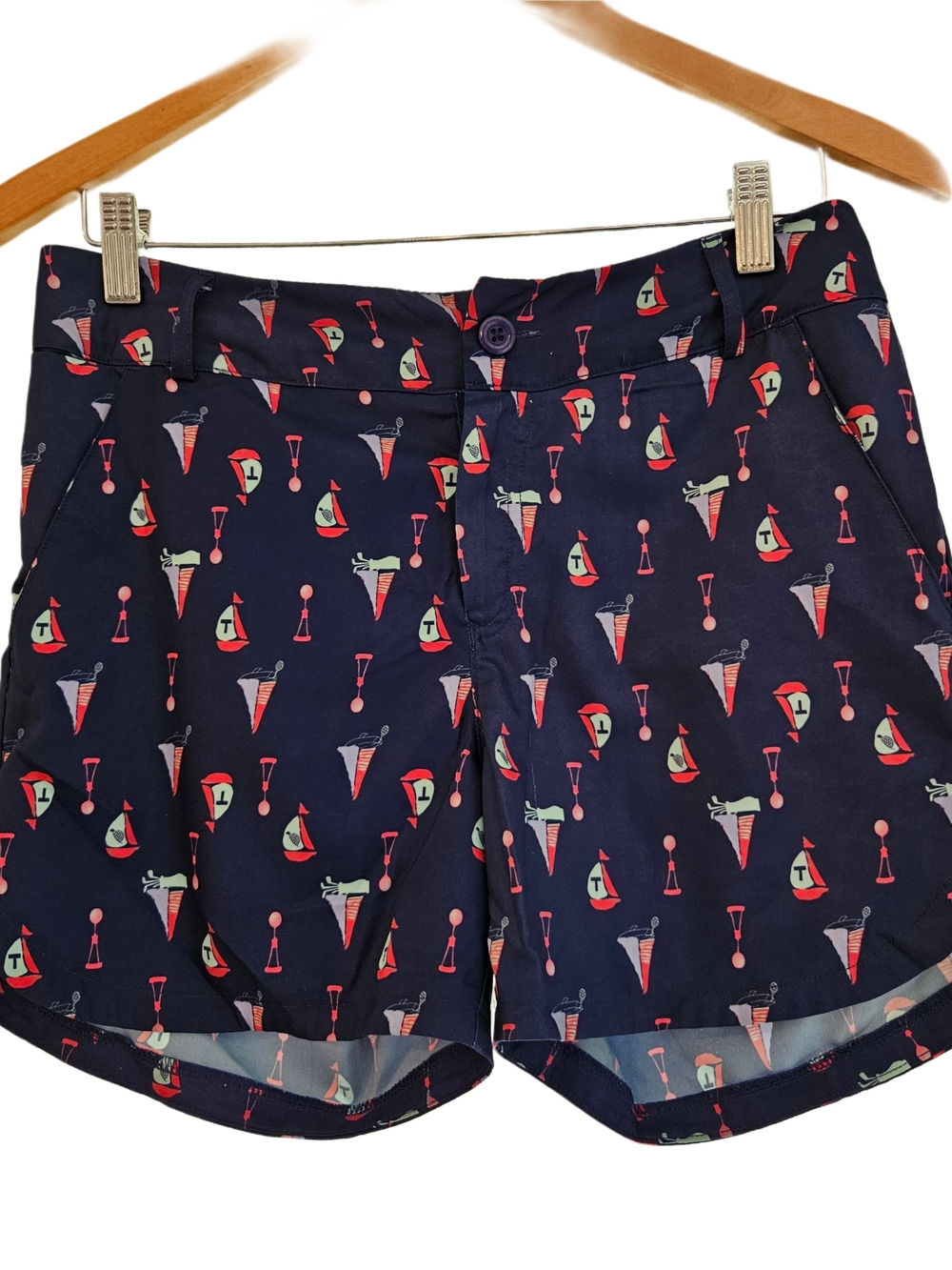 Girls Navy Printed Summer Shorts